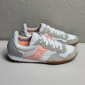Saucony Bullet Shoes Womens 5.5 Pink White Suede Running Sneakers